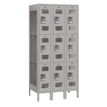 Salsbury Industries 12 Inch Wide Triple Tier Gray Metal Lockers, Unassembled