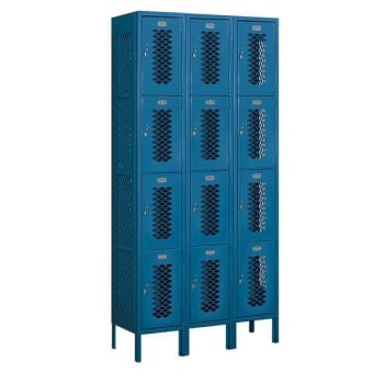 Image for Salsbury Industries 36 Inch Wide Four Tier Vented Metal Lockers, Blue, Assembled from HD Supply