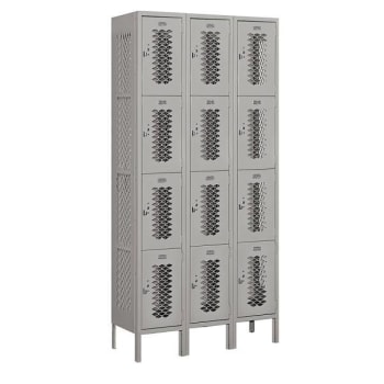 Image for Salsbury Industries 36 Inch Wide Four Tier Vented Metal Lockers, Gray, Assembled from HD Supply