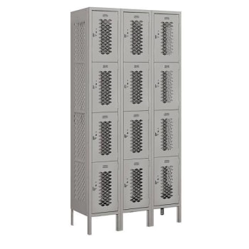 Salsbury Industries 36 X 78 Inch 4 Tier Vented Metal Lockers, Gray, Unassembled