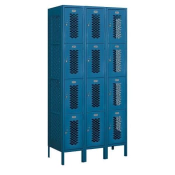 Image for Salsbury Industries 36 Inch Wide 4 Tier Vented Metal Lockers, Blue, Unassembled from HD Supply