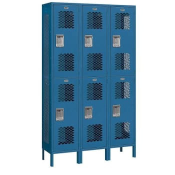 Image for Salsbury Industries 45 X 15 X78 Inch Double Tier Vented Metal Lockers, Blue from HD Supply