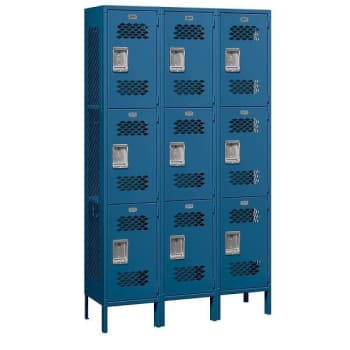 Image for Salsbury Industries 45 Inch Wide Triple Tier Vented Metal Lockers, Blue from HD Supply