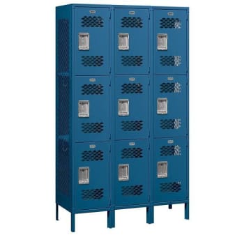 Image for Salsbury Industries 45 Inch Wide Triple Tier Metal Lockers, Blue,unassembled from HD Supply