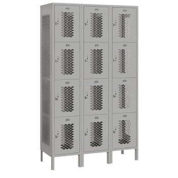Salsbury Industries 45 Inch Wide Four Tier Vented Metal Lockers, Gray
