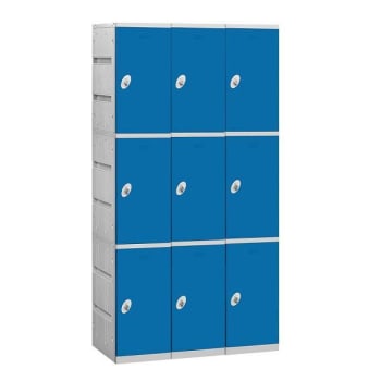 Image for Salsbury Industries 38.25 Inch Wide Unassembled Triple Tier Blue Plastic Lockers from HD Supply