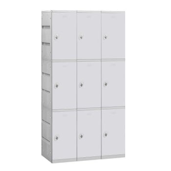 Salsbury Industries 38.25 Inch Wide Gray Unassembled Triple Tier Plastic Lockers