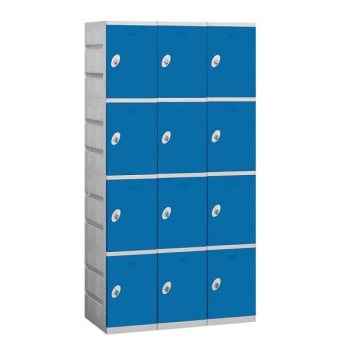 Image for Salsbury Industries 38.25 Inch Wide Four Tier Plastic Lockers, Blue,unassembled from HD Supply