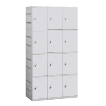 Salsbury Industries 38.25 Inch Wide Four Tier Plastic Lockers, Gray, Unassembled