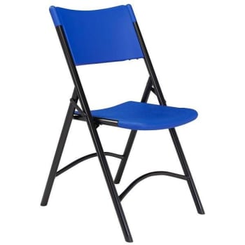 National Public Seating® 600 Series Heavy Duty Folding Chair Blue Case Of 4