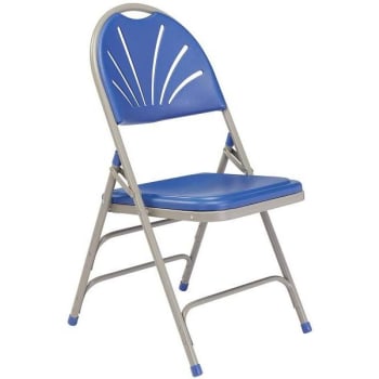 National Public Seating® 1100 Series Triple Brace Folding Chair Blue Case Of 4
