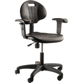 National Public Seating® Polyurethane Task Chair with Arms 16"-21" Height Black