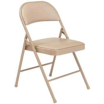 National Public Seating® Vinyl Padded Steel Folding Chair Beige Case Of 4