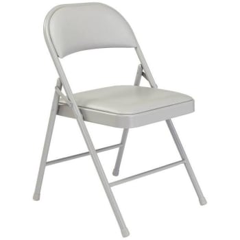 National Public Seating® Vinyl Padded Steel Folding Chair Grey Case Of 4