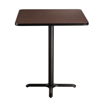 National Public Seating® Cafe Table "X" Base 30" Height 36" Square Mahogany Top