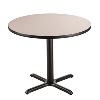 National Public Seating® Cafe Table X Base 30" Height 36" Round Grey Nebula Top