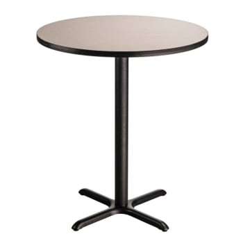 National Public Seating® Cafe Table X Base 42" Height 36" Round Grey Nebula Top
