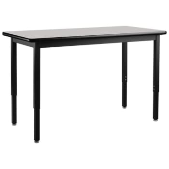 National Public Seating® Adjustable Steel Table Black Frame 30X72 Grey Top