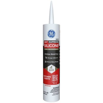 Ge 10.1 Oz Supreme Silicone Kitchen And Bath Caulk, White, Case Of 12