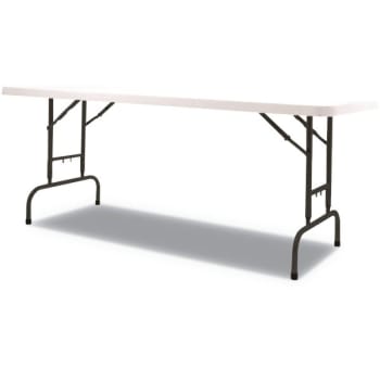 Alera Adjustable Height Plastic Folding Table, 72wx29.63d 29.25 To 37.13H, White