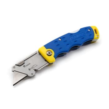 Estwing Folding Lock Back Utility Knife With Disposable Razor Blade Blue Yellow