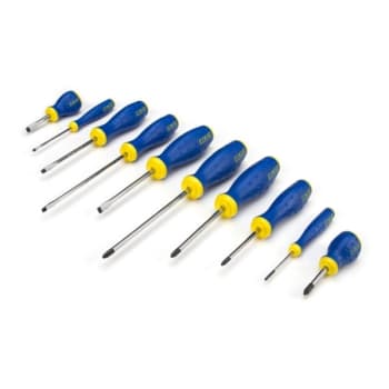 Estwing 10 Piece Phillips And Slotted Screwdriver Set Blue Yellow