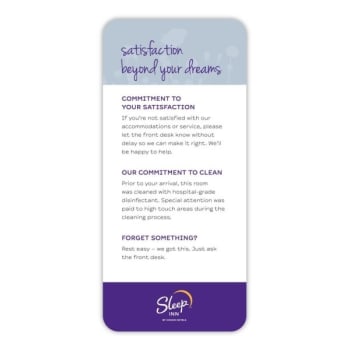 Image for Sleep Inn Guest Satisfaction Card, All In One Case Of 50 from HD Supply