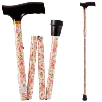 Image for DMI Sports Duro-Med Folding Walking Cane, Adjustable, Wood Handle, Floral from HD Supply
