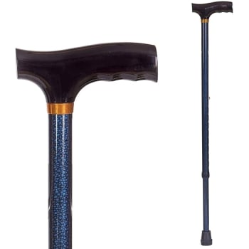 DMI Lightweight Aluminum Adjustable Walking Cane, Derby-Top Handle, Blue Ice
