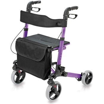 Image for HealthSmart Lightweight Walker Rollator With Seat/Backrest, Adjustable, Purple from HD Supply
