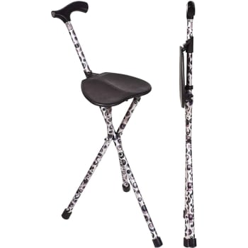 Switch Sticks 34" Aluminum Folding Walking Cane With Seat, Supports 220 Lbs