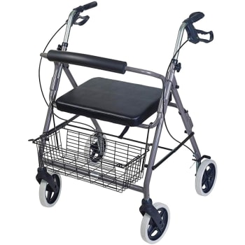 Image for DMI Lightweight Rollator Walker, Extra Wide Seat/Backrest, Supports 375Lbs from HD Supply