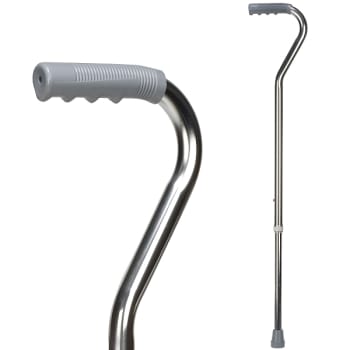 DMI Deluxe Lightweight Adjustable Walking Cane with Offset Hand Grip, Silver