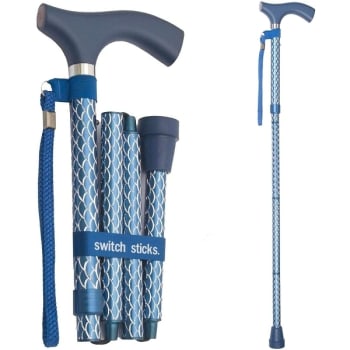 Image for Switch Sticks Walking Cane, Foldable/Adjustable from 32-37 In., Engraved Azure from HD Supply