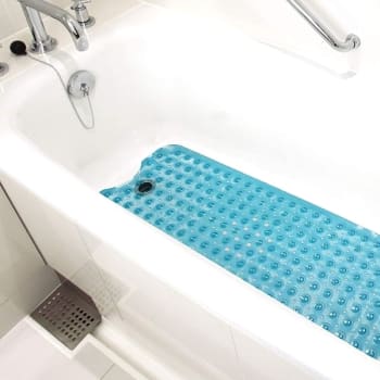 Image for DMI Bath/Shower Mat, Drain Holes/Suction Cups, XL 40 x 15.5", Blue from HD Supply
