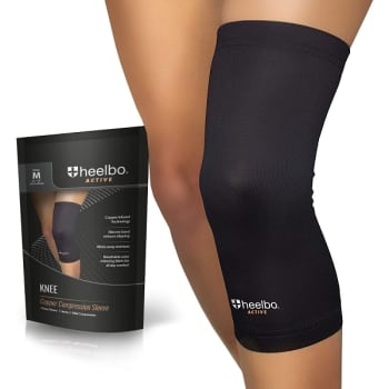 Image for Heelbo Copper Infused Knee Compression Sleeve, Breathable, Black, Medium from HD Supply