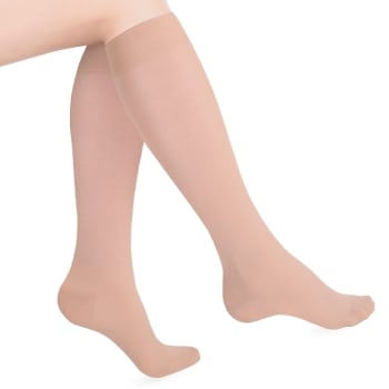 Heelbo Unisex Adult Compression Sock Pair, Beige, 15-20mm, Small