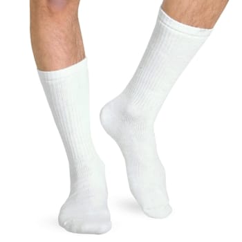 Heelbo Unisex Diabetic Crewsock Pair Without Elastic, 8-15mm, White, Large