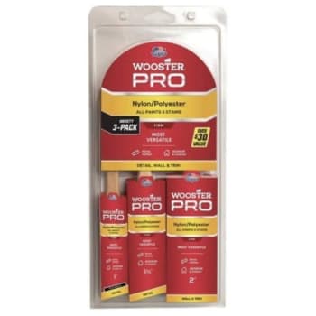 Wooster Pro 1" Thin Angle, 1-1/2" Angle, 2" Flat Nylon/poly, Package Of 3