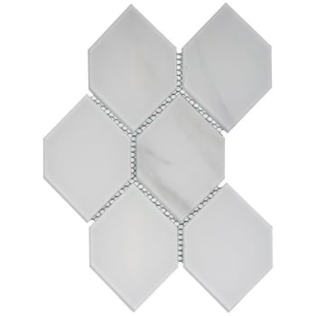 Abolos White Calacatta  3.5 X 5.125 In Glass Honeycomb Waterjet Tile, Case Of 10