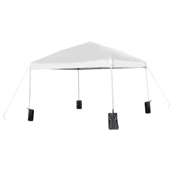 Flash Furniture 10'x10' White Pop Up Canopy Tent With Wheeled Case