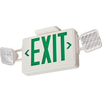 Lithonia Lighting Thermoplastic LED Exit/Unit Combo, Red/Green, Battery, Square