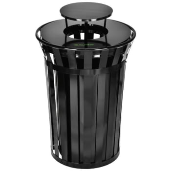 Image for Alpine Industries Outdoor Metal Trash Can With Rain Bonnet, 38 Gallon, Black from HD Supply