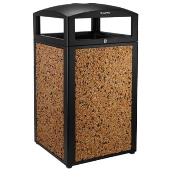 Alpine Industries 40-Gallon All-Weather Trash Can W/ Br Stone Panels And Ashtray