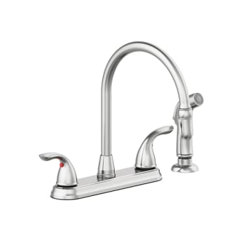 Image for Seasons® Premier™ Double-Handle High-Arc Kitchen Faucet With Side Sprayer In Stainless Steel from HD Supply