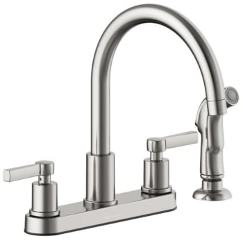 Image for Seasons® Westwind™ Double-Handle High-Arc Kitchen Faucet with Side Sprayer in Stainless Steel from HD Supply