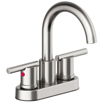 Seasons® Westwind 4 In. Centerset Double-Handle High-Arc Bathroom Faucet In Brushed Nickel With Push Pop-Up
