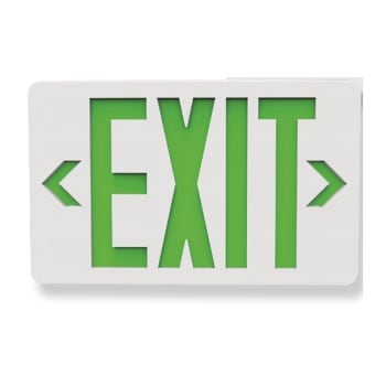 Image for Halco Evade 120-Volt/277-Volt Integ LED White With Green Exit Sign from HD Supply