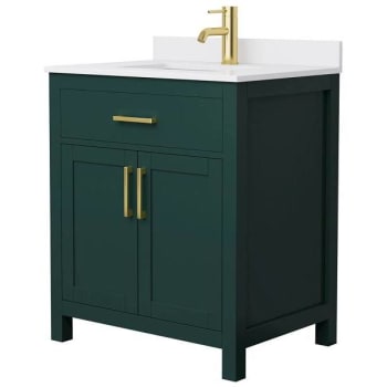 Image for Wyndham Beckett 30" Green Single Vanity, White Marble Top, Gold Trim from HD Supply