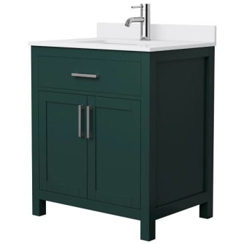 Image for Wyndham Beckett 30" Green Single Vanity, White Marble Top, Nickel Trim from HD Supply